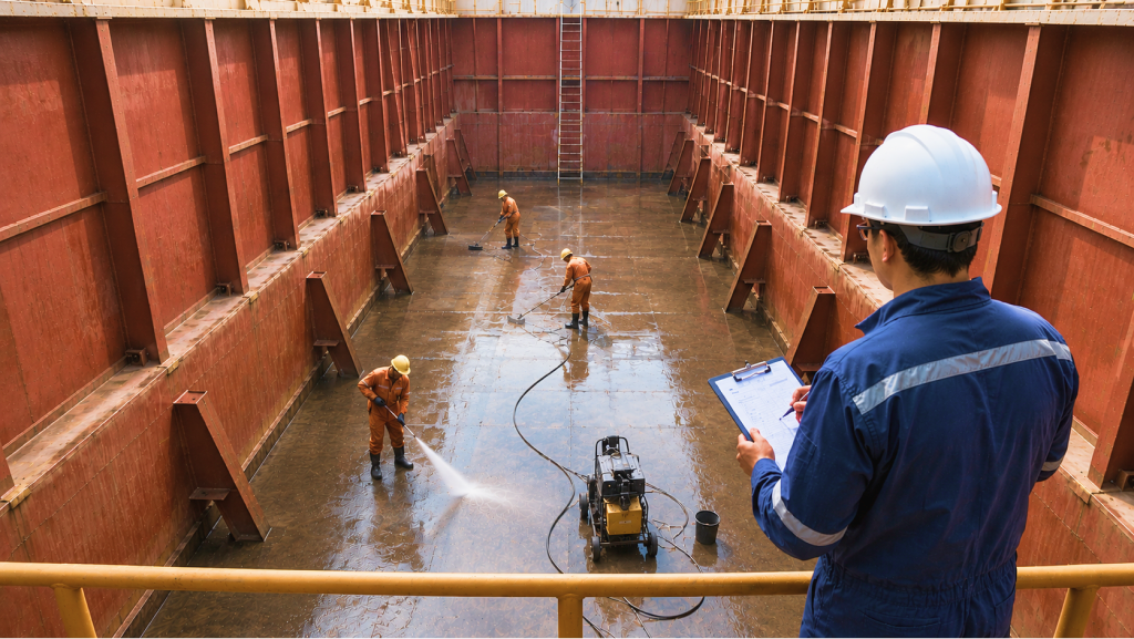 Cargo hold cleaning operation